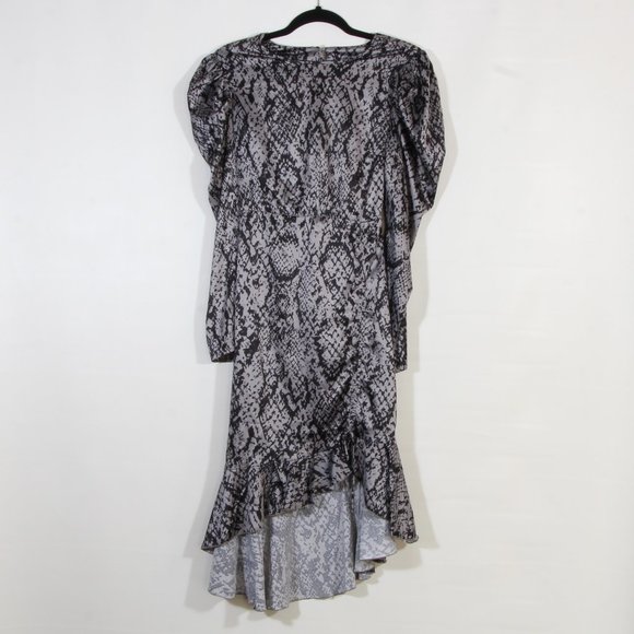 Forever 21 Snakeskin Black Gray Reptile Print Asymmetrical Maxi Dress Size Small - Picture 1 of 11